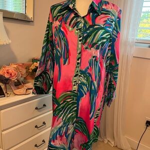 Vibrant Tropical Print Cover Up